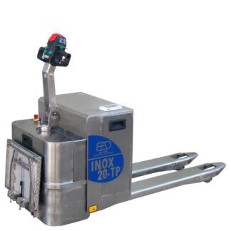 transpaleta electrica acero inox con plataforma 2000kg